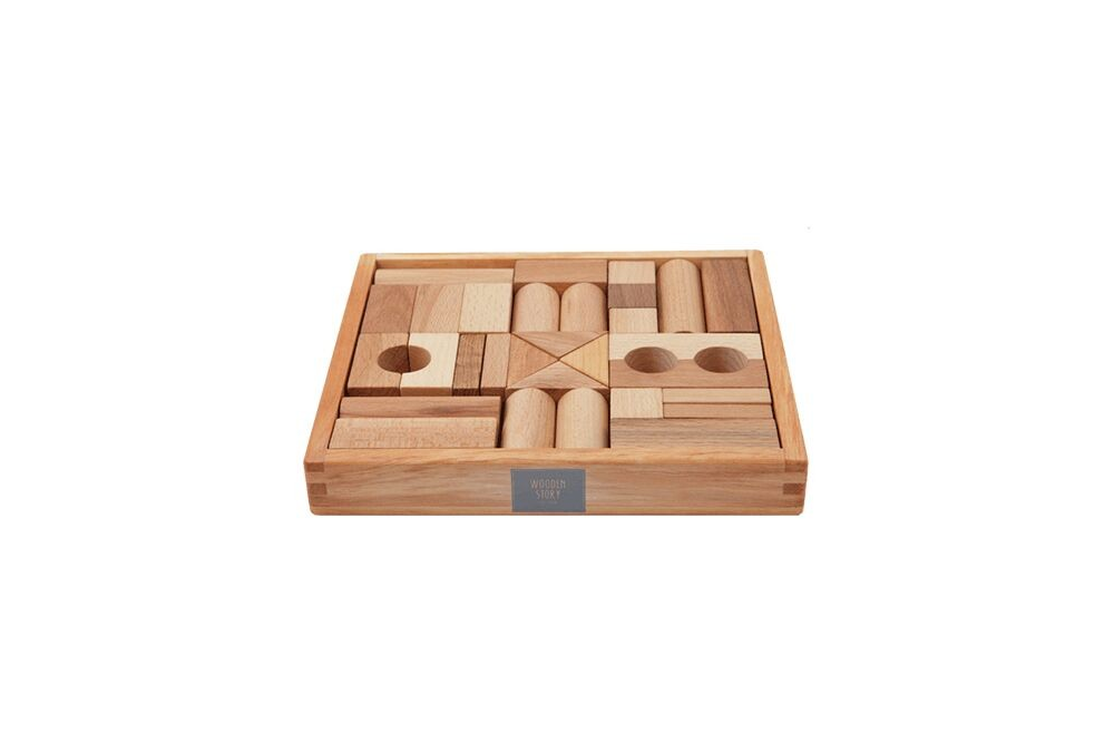 natural blocks in wooden tray - 30 piece