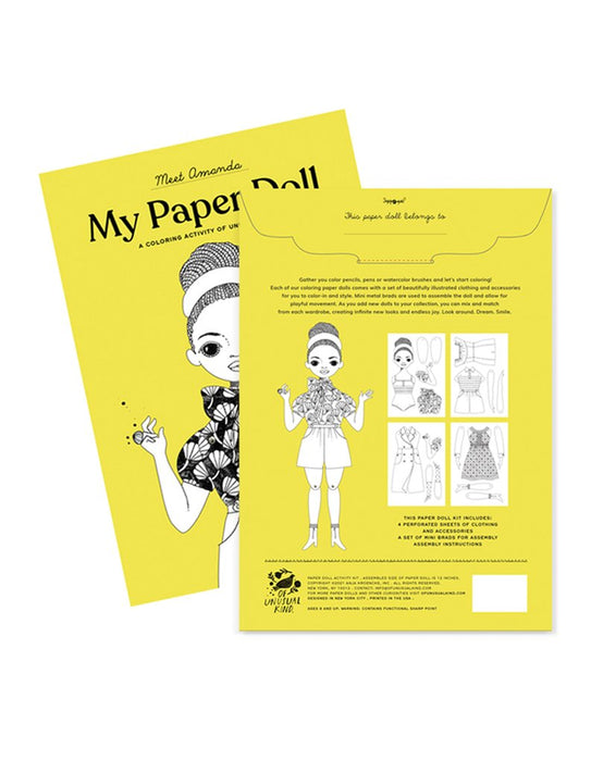 colouring paper doll kit - amanda