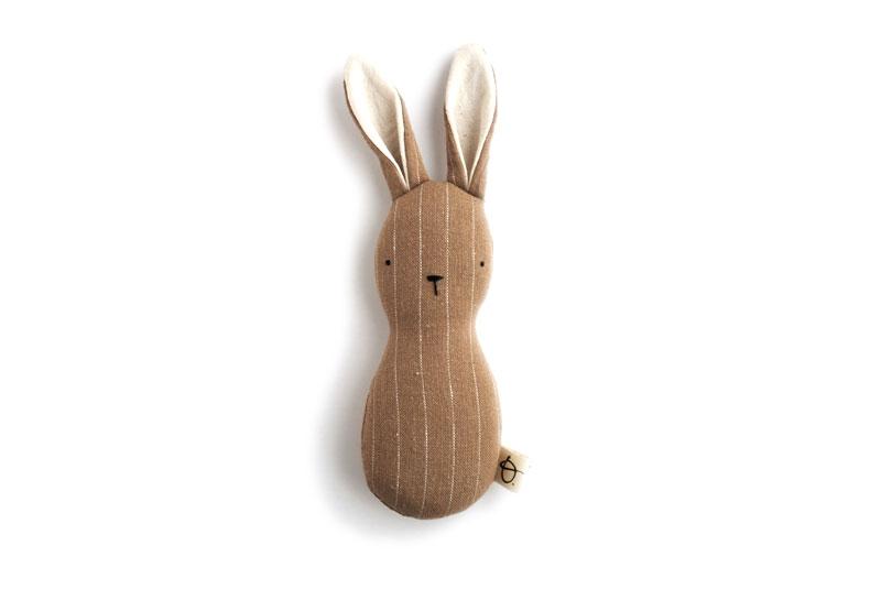handmade bunny rattle - beige line