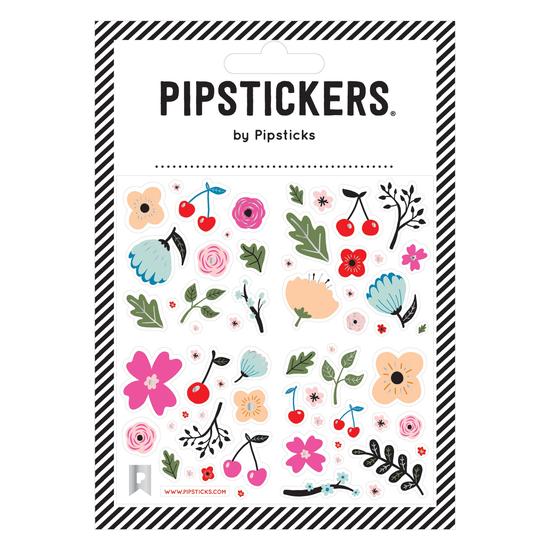 cherries & flowers sticker sheet