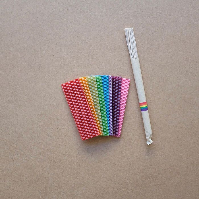 australian beeswax candle making kit - rainbow