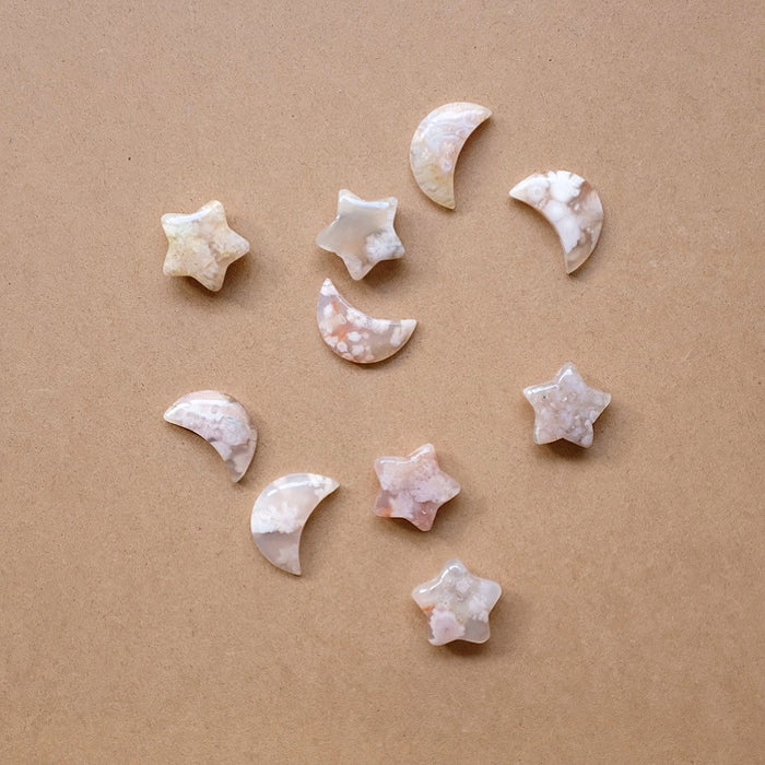flower agate star and moon set