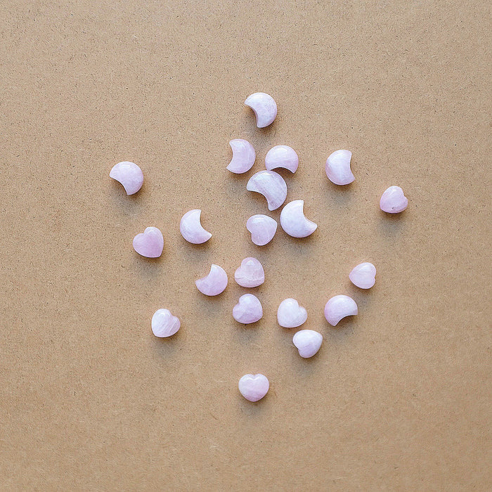lavender lithium quartz mini heart and moon set