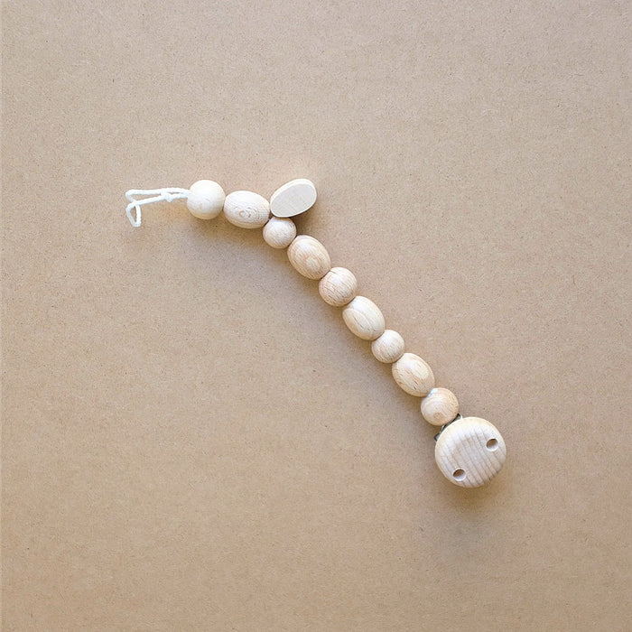 natural wooden bead soother chain
