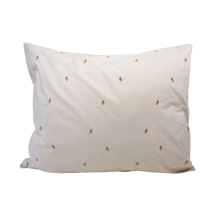 cotton embroidered pillowcase - lemon