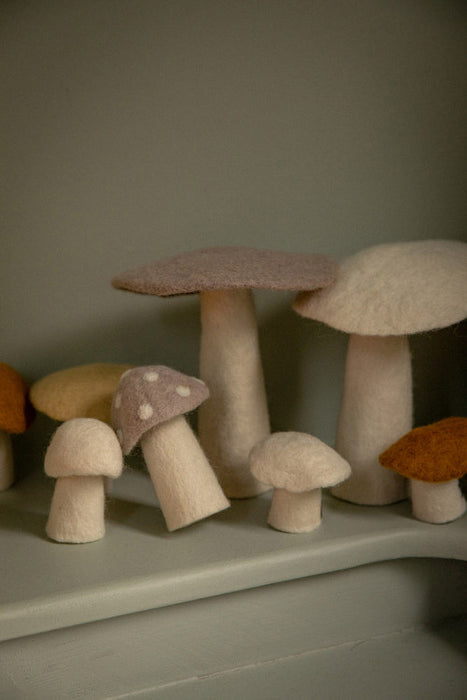 small felt mushroom - natural