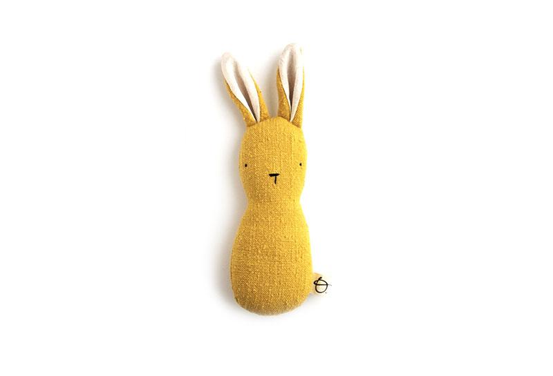 handmade bunny rattle - mustard