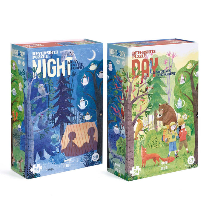 londji reversible puzzle - night & day in the forest