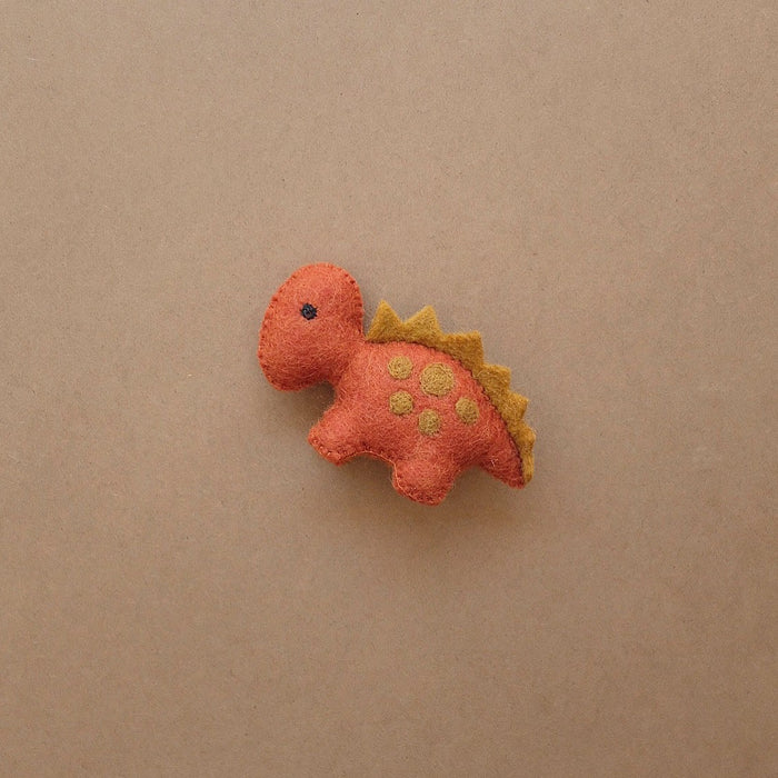 papoose 100% felt small orange dinosaur