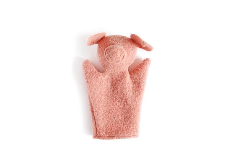 handmade wool puppet - pig