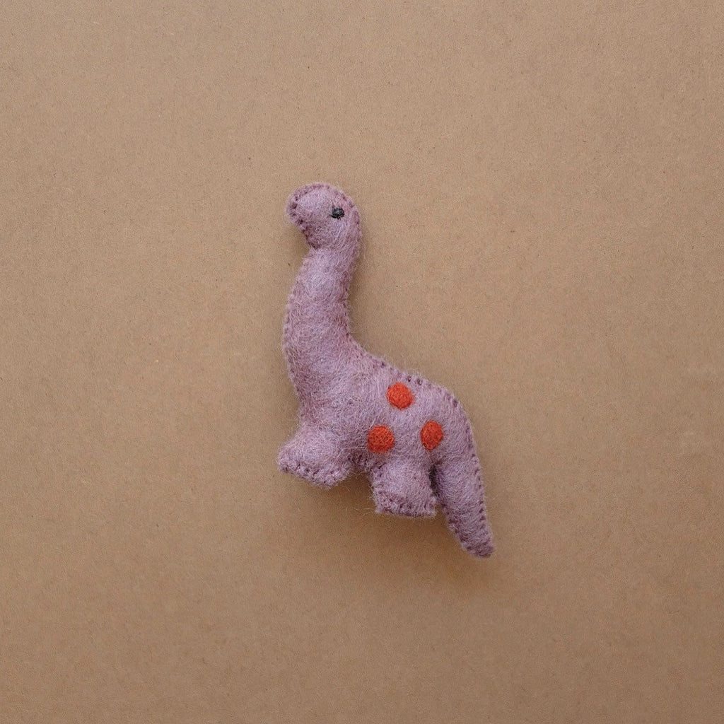 9cm Wool Felt Stitched Purple Dinosaur - Felt and Yarn