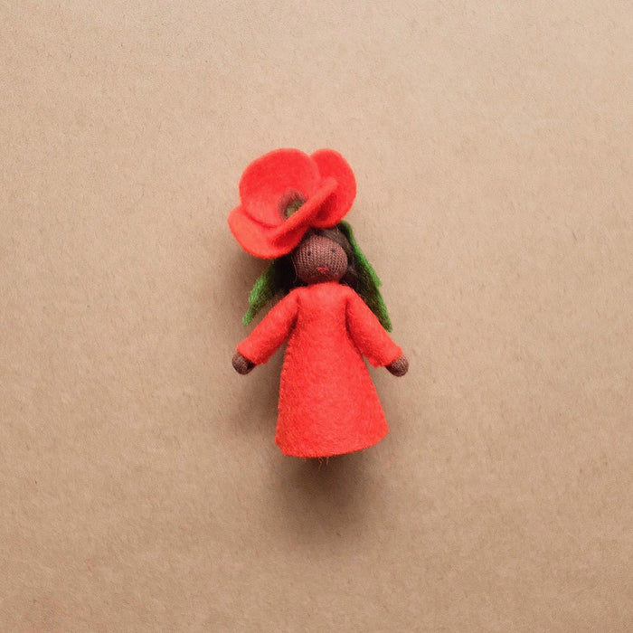 red poppy flower fairy - dark